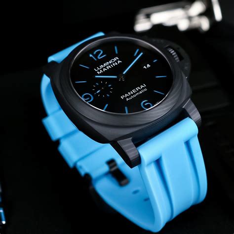 panerai light blue rubber strap|panerai rubber strap 42mm.